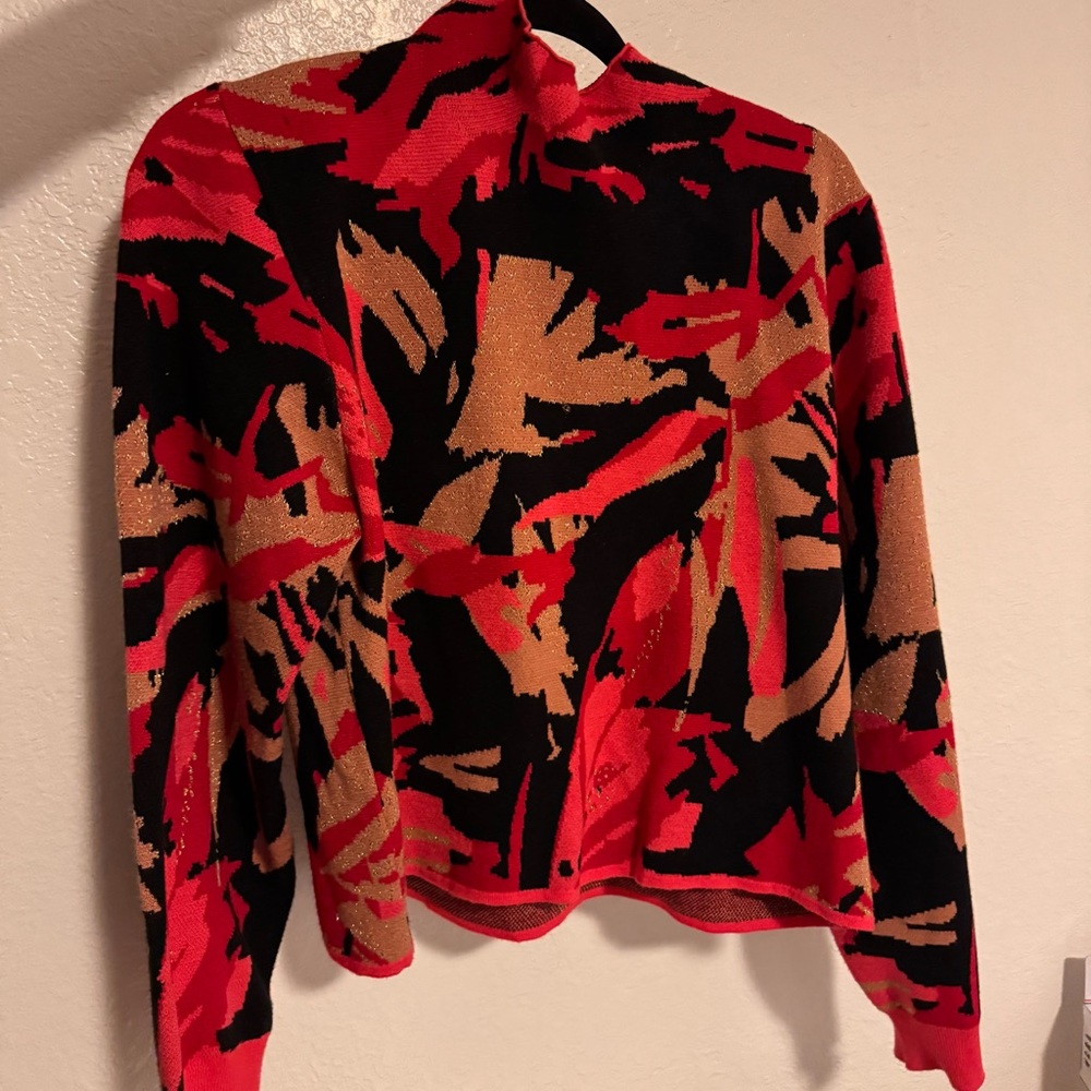 Bold Red and Black Abstract Sweater